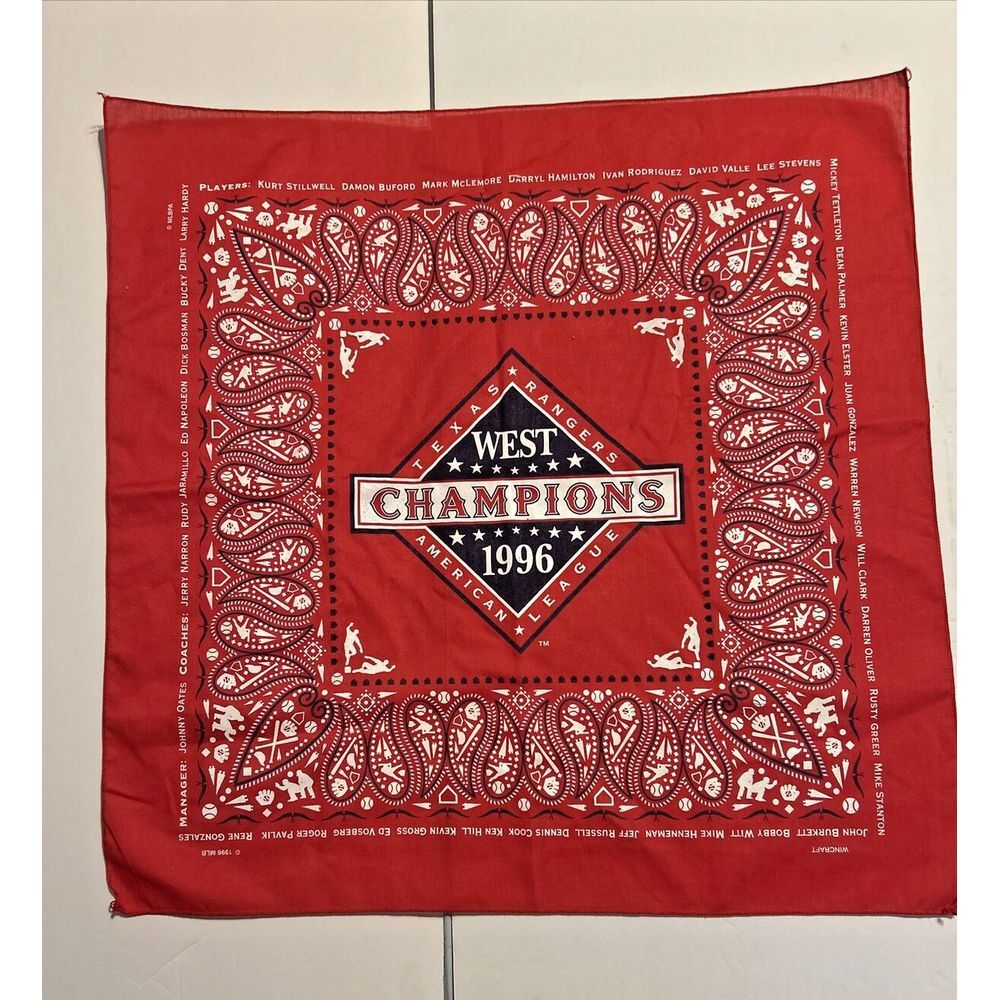 Vintage 1996 Texas Rangers Cotton Bandana